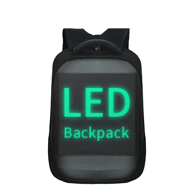 

Low MOQ Led Screen Backpack Third Generation Led Light Display Smart Backpack Wireless APP Control Multi-Function Computer Bag, Black / can be custom logo