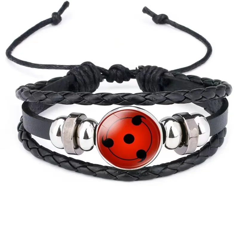 

Hot-blooded Anime Black Leather Men's Braided Bracelet Boy Gift