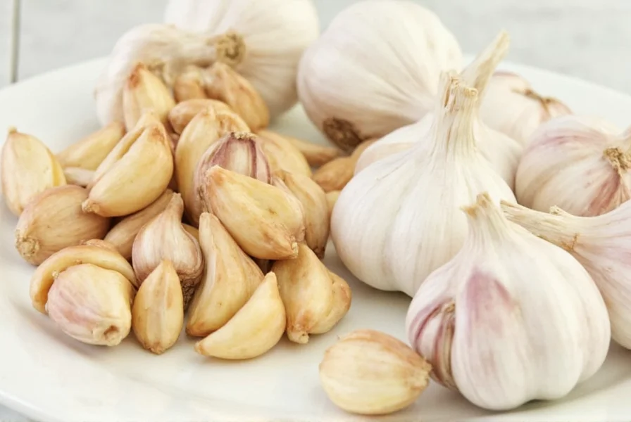 Garlic cloves separated from head showing individual cloves