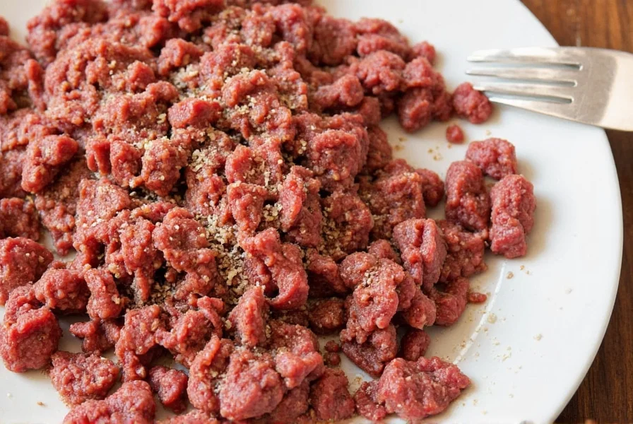 Ground beef with spices in a bowl