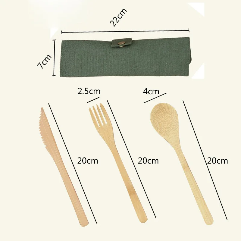 
Eco-Friendly Outdoor Portable Zero waste Bamboo Utensils travel Cutlery Set Spoon Fork Chopstick 