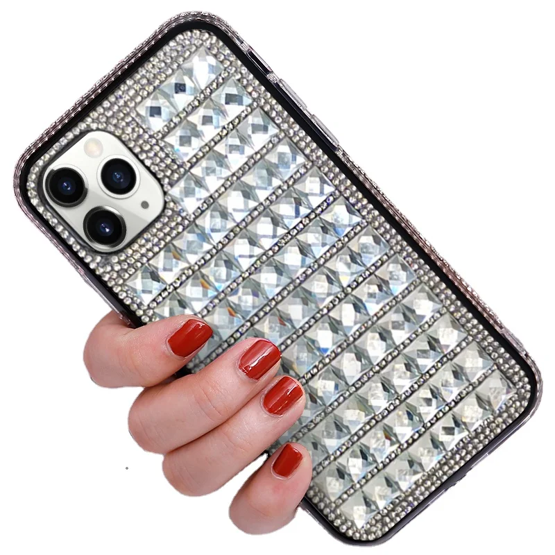 

Universal Wholesale Luxury Bling Diamond TPU Protective Cell Phone Case Cover For Iphone 11 12 Series, Rose red, matcha green, silver white, purple