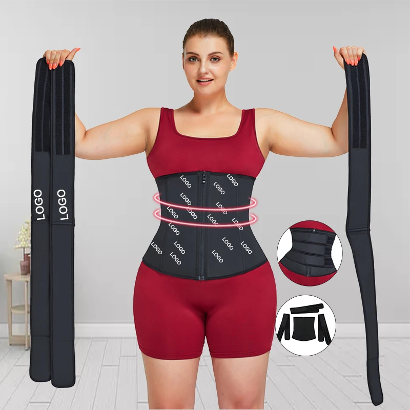 

Detachable Belt private label slimming belt latex removable big size 3 strap waist trainer women shaper corset, As shown