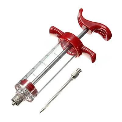 

Food grade PP condiments syringes cooking tools food Injector meat syringe with measurement and marinade needles, Red,black