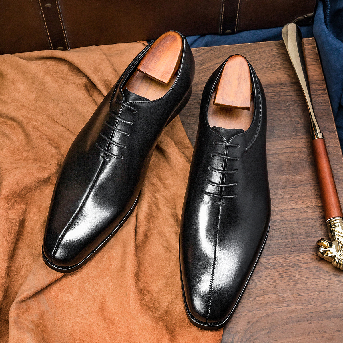 

Best RTS product luxury hand made real genuine leather oxford men leather shoes, Black,wine red