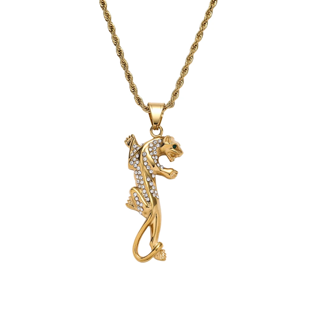 

TUNKALL SN240 Hip Hop Stainless Steel Animal Pendant With 24inch Rope Chain Necklace Stainless Steel Jewelry