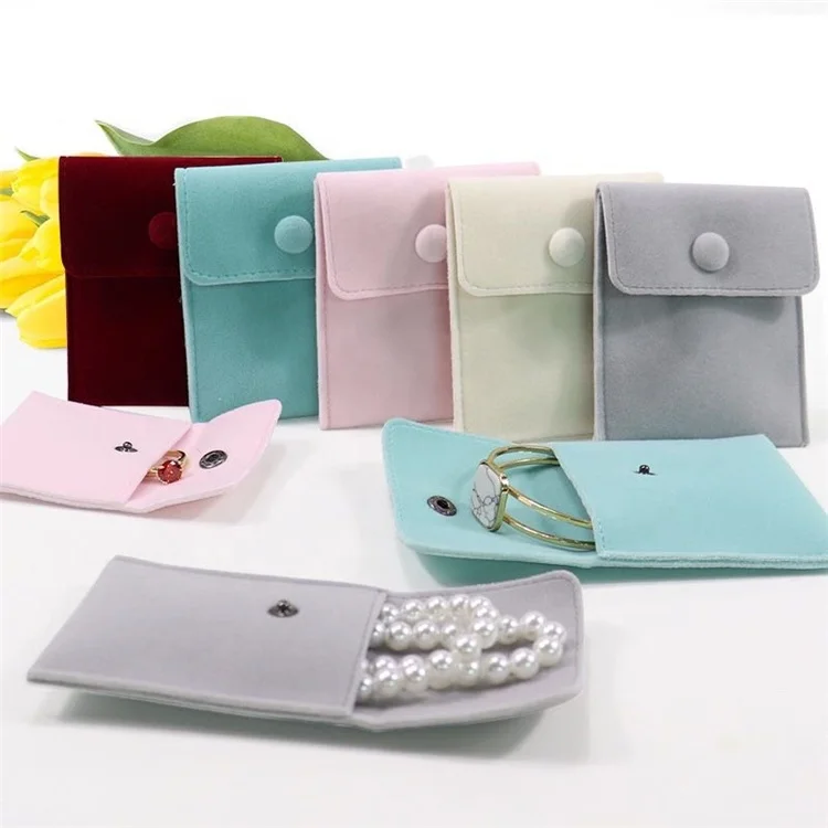 

BeHeart Factory Wholesale Custom 7*7 cm Pink Jewelry Bag Packaging Pendant Storage Buckle Pouches Cute Green Ring Velvet Pouch, Blue/pink/beige/grey/red