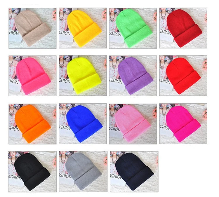 Wholesale cheap winter hat custom blank plain knitted beanies
