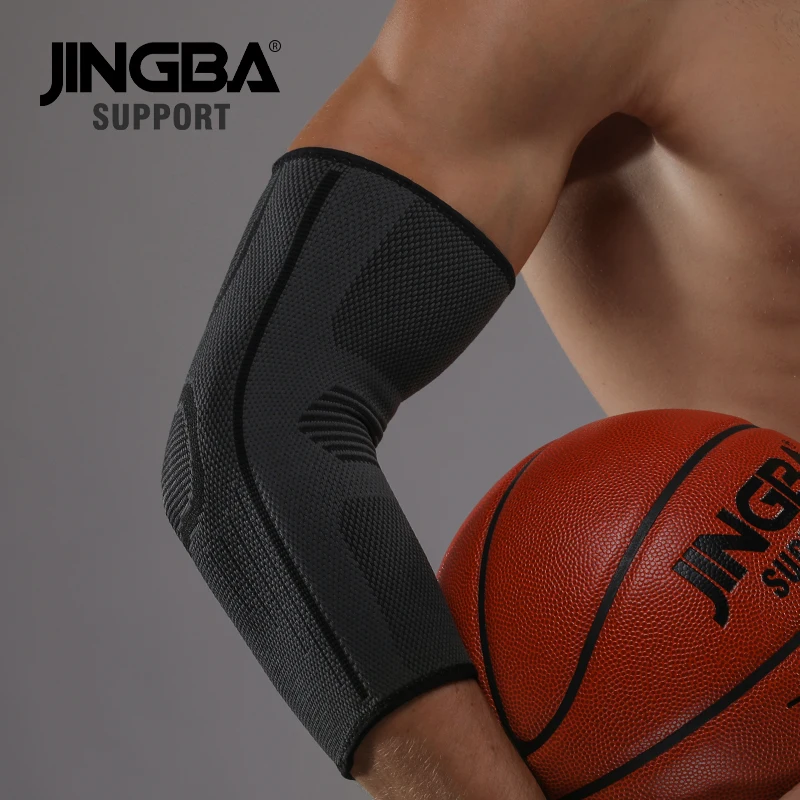 

JINGBA SUPPORT 90312 Elbow Sleeve basketball protection Nylon Tennis Elbow Bandage Knitting Long Arm Brace Compression pads