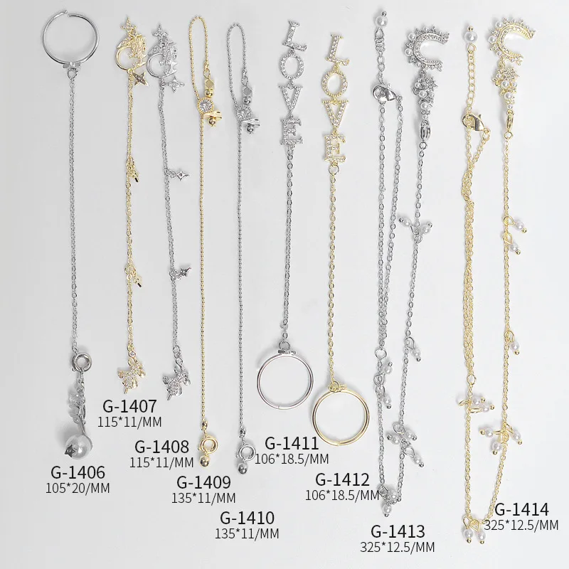 

Luxury Nail Arts Letter Circular Opening Round Pearl Nail Charms Women Beauty Finger Nail Jewelry AAA Zircon, Colorful