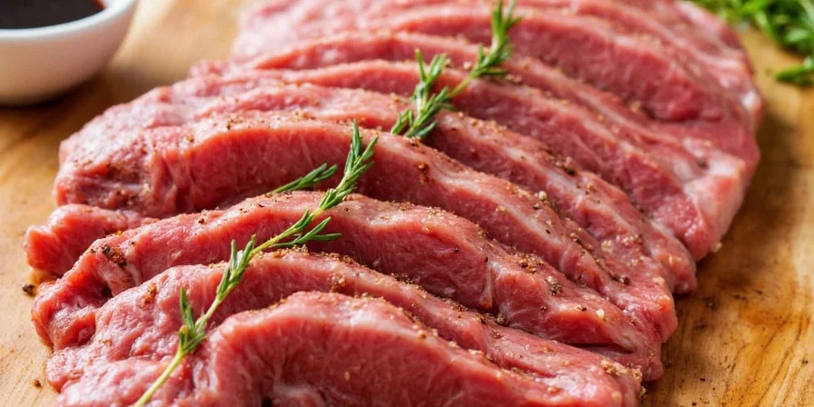 Spice rub applied to raw steak
