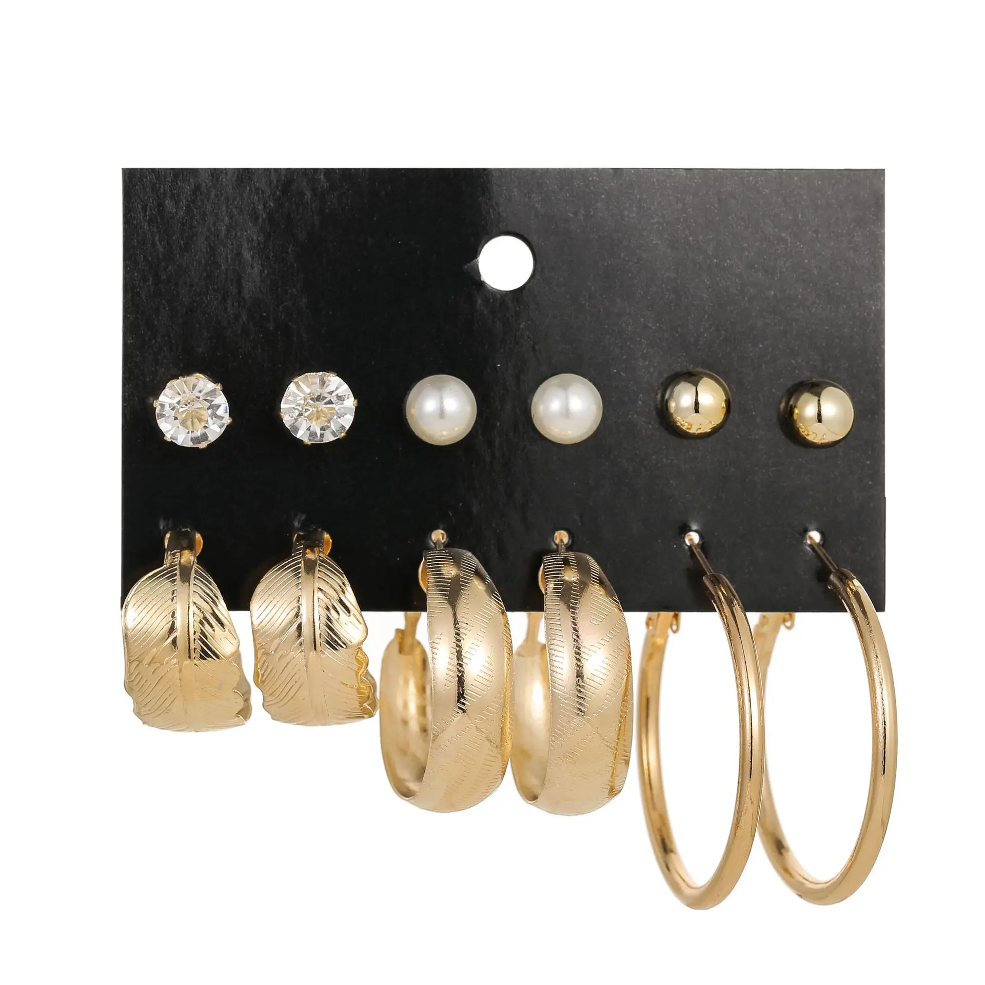 

New Arrival Gold Plated Big Circle Hoop Statement Earrings Simple Cubic Zircon Pearl Stud Earrings Set for Women Jewelry