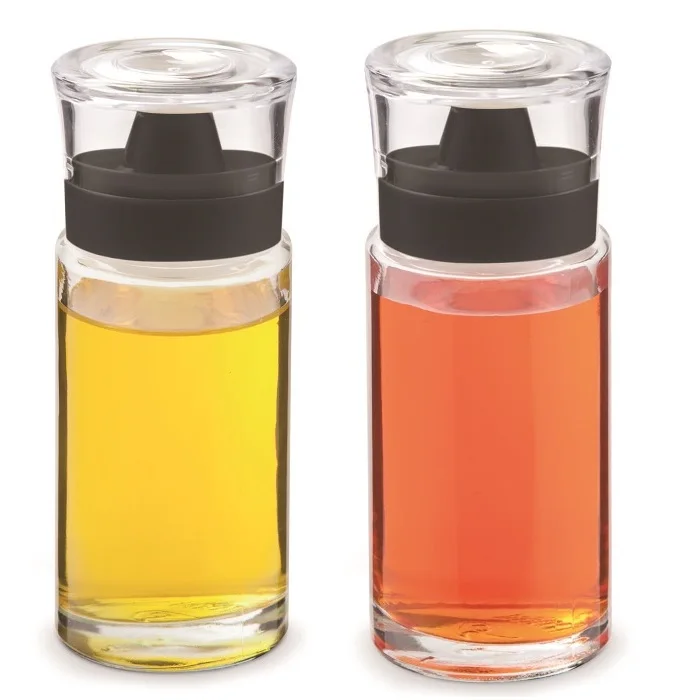 Silicone Nondrip Spouts Oil And Vinegar Dispenser Set With Antidust