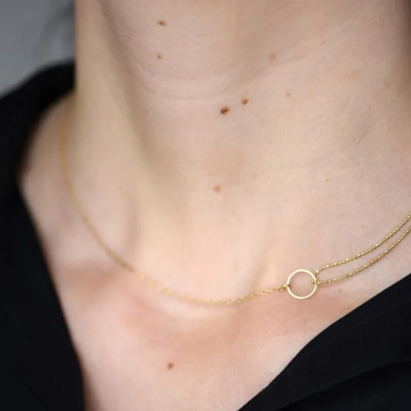 

Joolim Jewelry 18K Gold Plated Circle Asymmetric Choker Necklace Stainless Steel Jewelry Wholesale