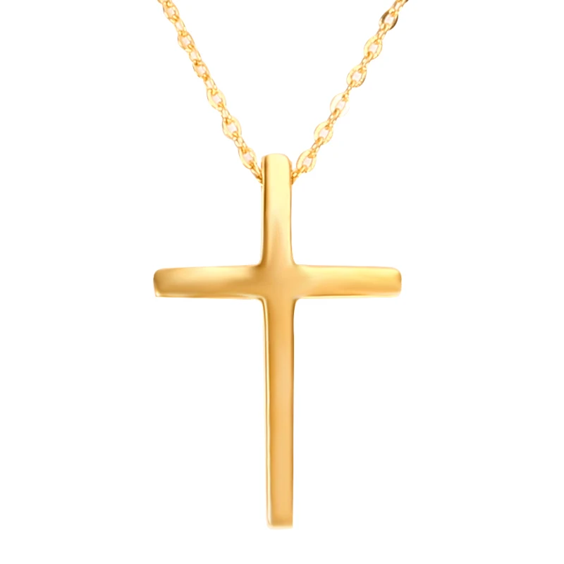 

Cross Series Jewelry 1 Stainless Steel Simple Gold Glossy Cross Pendant Necklace For Couples Trendy