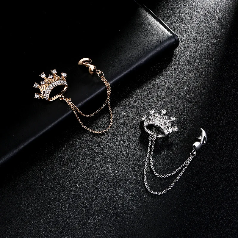 

Jachon New high-grade crown brooch men's brooch suit with ornaments versatile coat decoration, As picture
