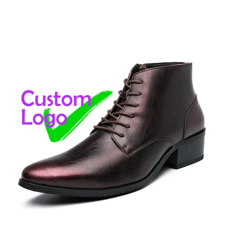 

Altos Leader Men Fashion Leather Shoes lace up Printing Work Shoes Varones Aumento De Altura Genuine Leather Shoes Men Formal