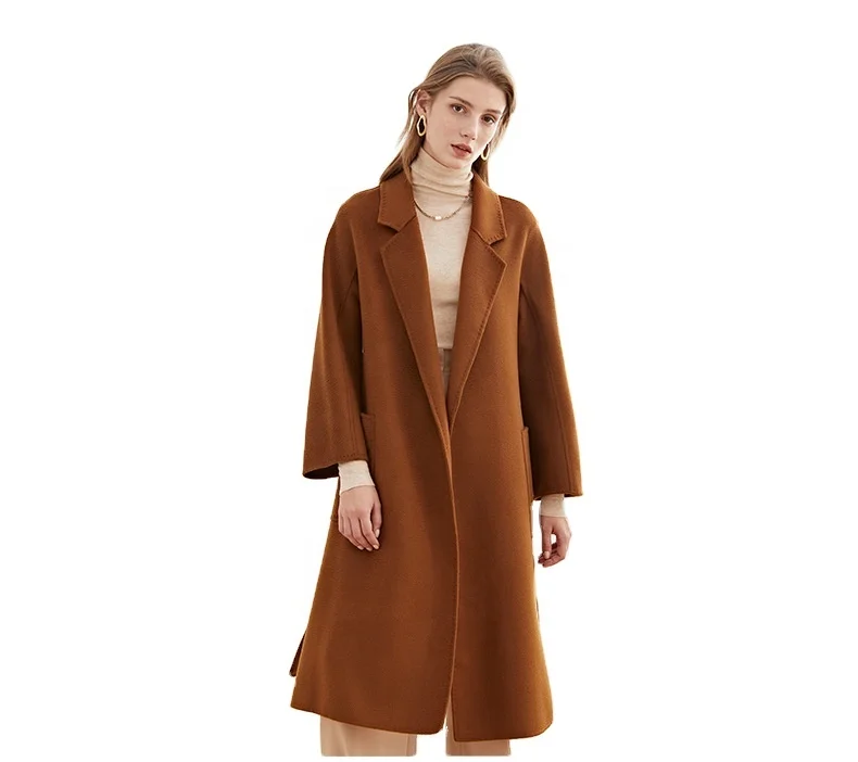 

Custom Winter Long Luxury Ladies 100% Cashmere Fur Trench Coats Woman Cashmere Coat2021 Fur New Design Loose