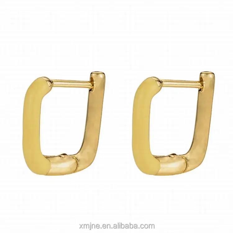 

European And American Enamel Oil Dripping Geometric Rectangular Earrings Female Ins Cold Wind Simple Copper Gold-Plated