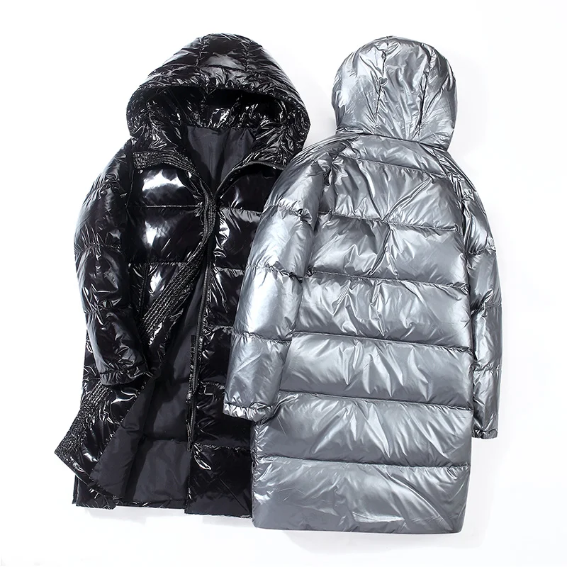 

High Quality Long Winter Men's Men Winter Shiny Puffer Down Jacket With Hood, Customized color