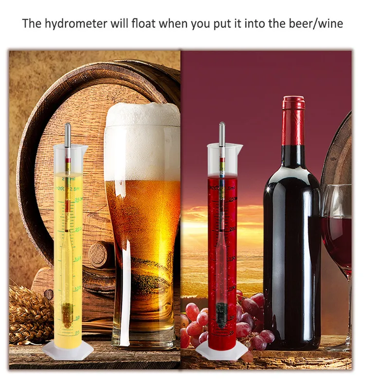 Set Hydrometer Meter Wine Vine Liquor Tester Vintage Measuring Making Tool