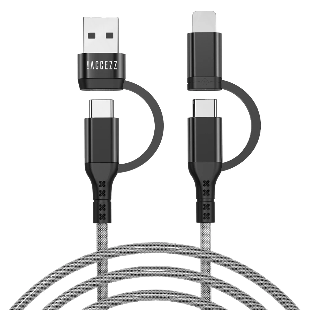

New Arrival 60W 4 in 1 Type C To USB C PD Cord Fast Charging For iP 12 11 Laptop Type C Charger Data Cord USB Charging Cable, Black