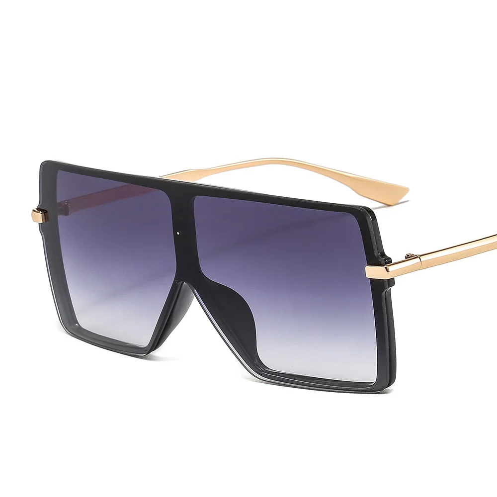 

2021 New big square sunglasses Women Metal legs Flat Top Sunglasses large frame custom shades gafas de sol