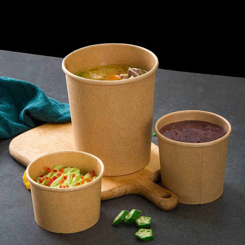 

RTS 26Oz Disposable Food Grade No Added PFAS Round Noodle Packaging Paper Bowl Takeout Bento Lunch Soup Paper Cup With Paper Lid