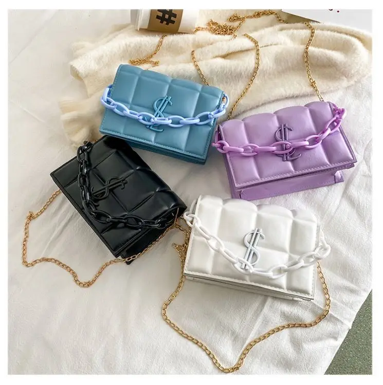 

Luxury Jelly Purses And Handbags For Women Letter Chain Square Bag PU Handbag Vendors Fashion Shoulder Handbag 2021