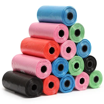 

15pcs/roll Waste Bags Factory Sales Pet Poop Bag Portable Plastic Dog Poop Bag Supplies Pet, Green/blue/red/pink/black