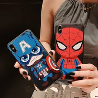 

Funny Cute Superhero Avengers Captain Sprider-man Cartoon Case for iPhone X XsMax Xr 6 7 8 Plus