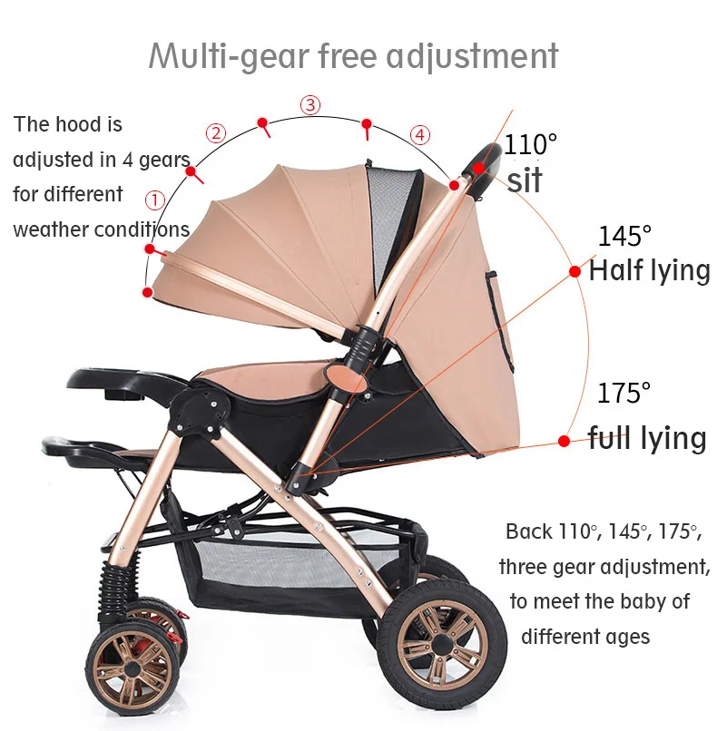 

2 in 1 folding cheap baby stroller adjustable back chair stroller baby murah pram baby stroller, Bule/red/pink/khaki