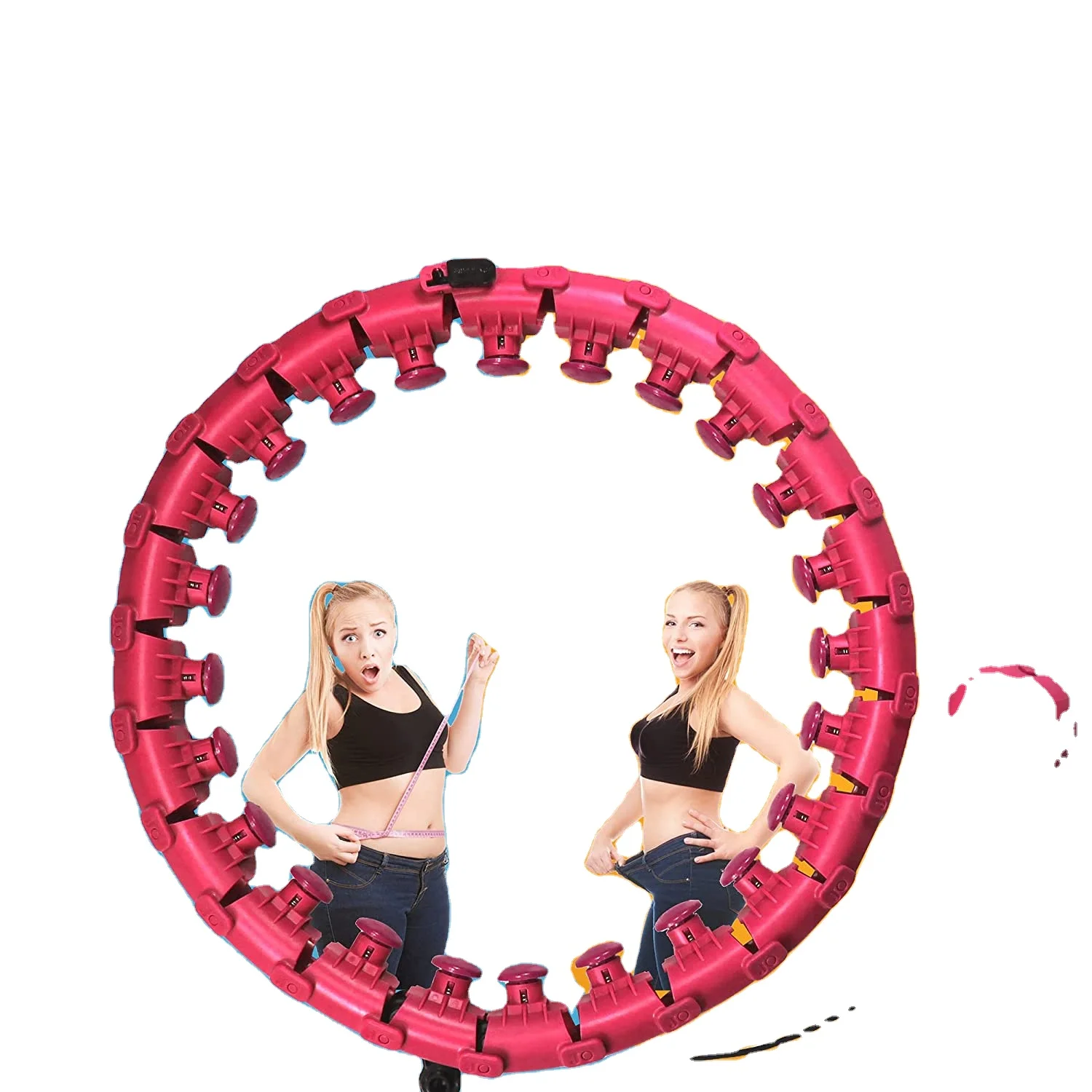 

Hula Circle Weighted Hoops Weight Loss Massage New Product Smart Detachable 24 knots Hoola Ring Hoops, Rose, purple , blue