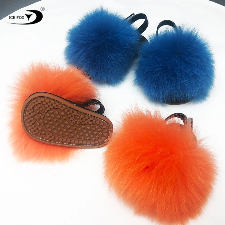 

China Brand Fuzzy Faux Fur Slides Wholesale Toddler Fur Slides Girls Baby Real Fur Slides For Toddlers, Customized color