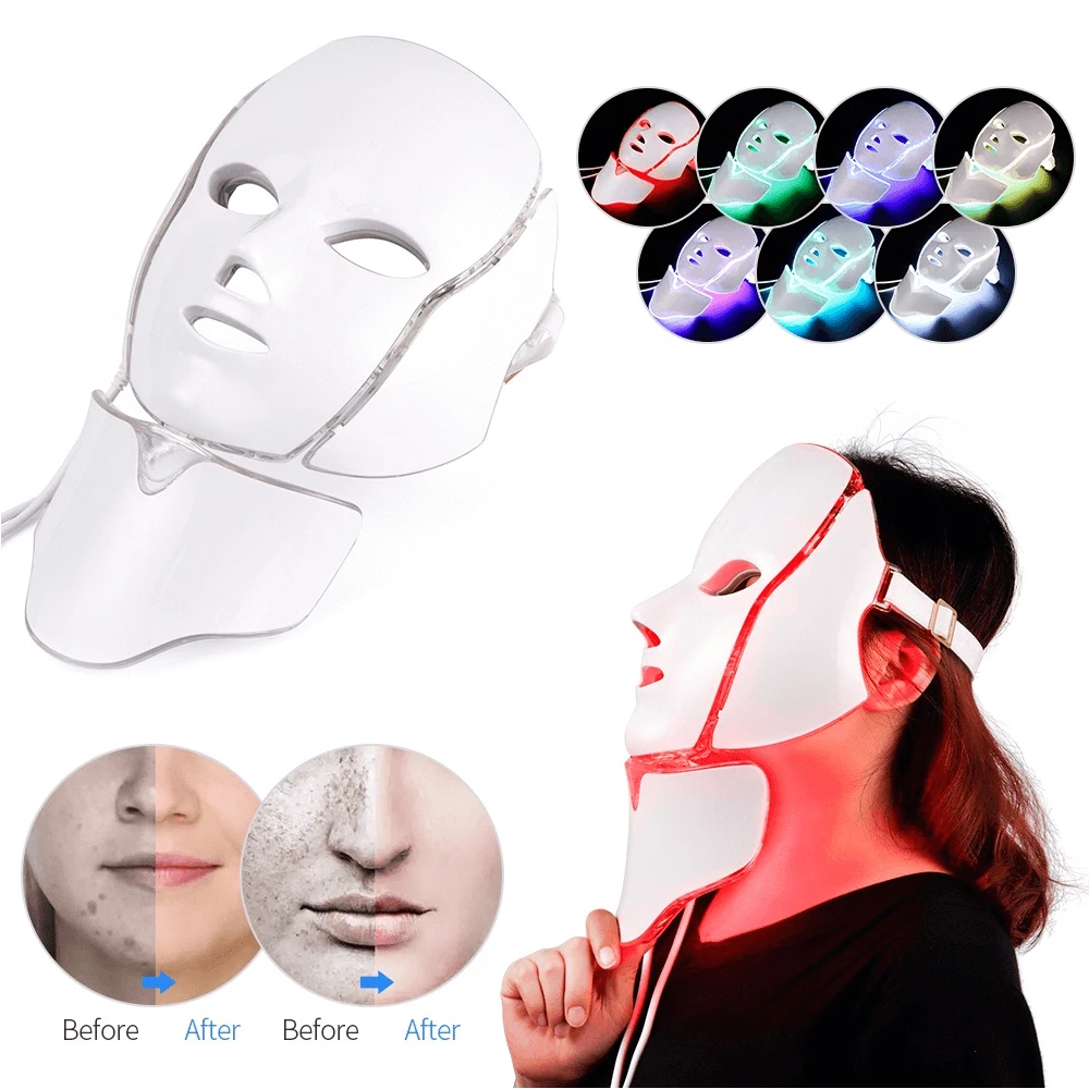 

Custom Red Light Therapy LED Mask Acne Skin Rejuvenation 7 Colors Ledmask Luminotherapie Mascherina LED Pdt Machine Face Mask