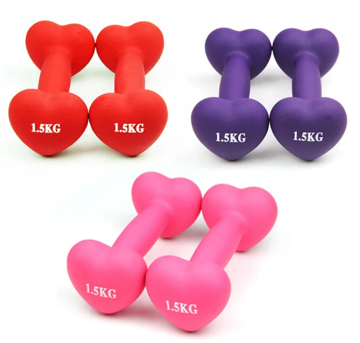 

HOT SELLING 5kg Colorful Heart Shape Neoprene Coated Pink Iron Dumbbells for Women, Customized