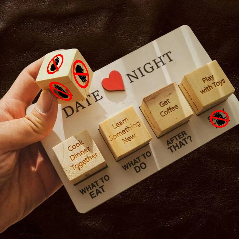 

1 Set Wooden Couples Dice Romantic Funny Game Creative dice game Decision date night dice After Dark Edition For Couples