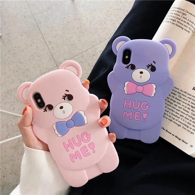 

For Vivo s1 phone cover 3D Cartoon Bow Tie Bear Soft Silicone Cover Case For OPPO A7 A7X F9 F9 Pro Silicon Phone case