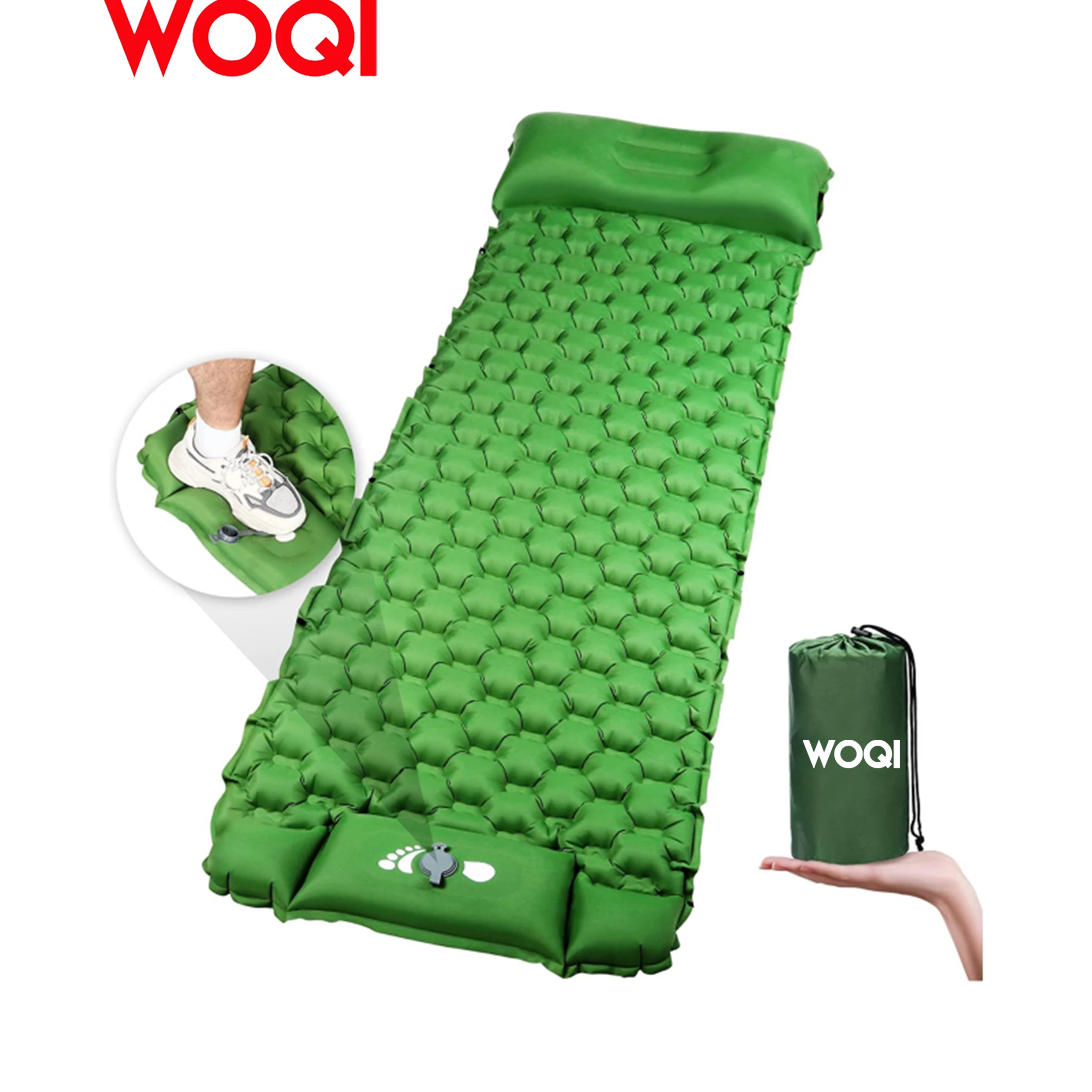 Woqi Custom Inflating Camping Sleeping Pad with Pump Backpacking Ultralight Inflatable air Mattress