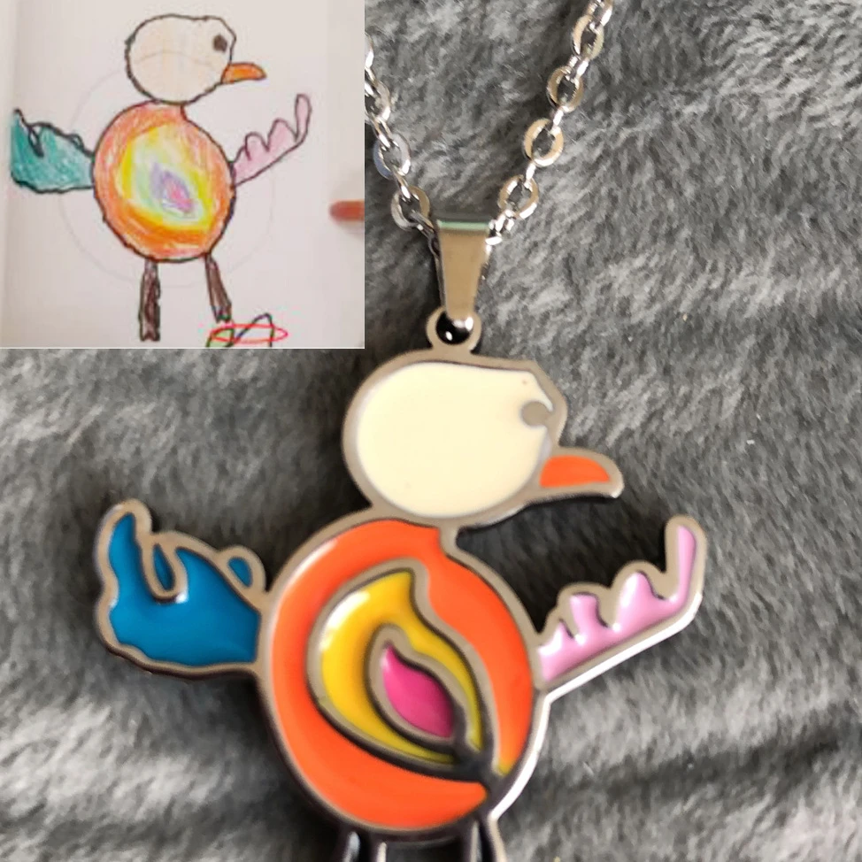 

Custom Actual Kid's Drawing Necklaces Children's Colorful Drawing Necklace