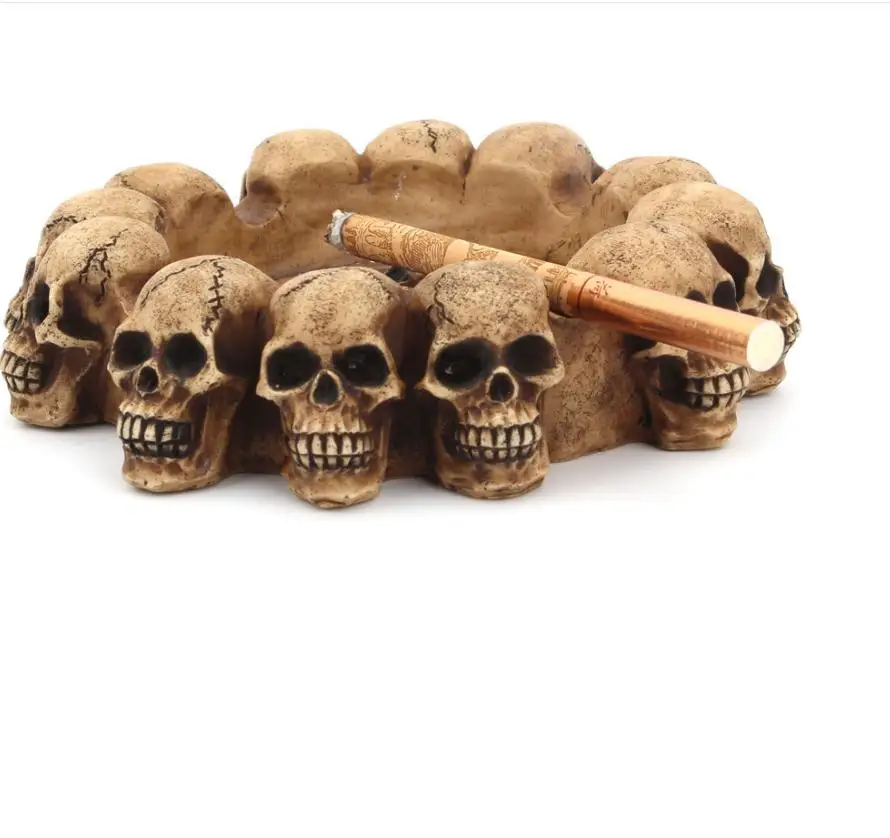 

Cigar Holder Vintage Crafts Carved Skeleton Resin Ashtray, As pic show