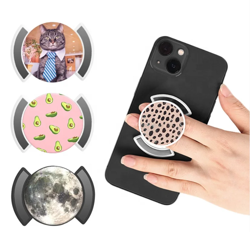 

Custom Designs One Hand Sublimation Finger Holder Strap Band Phone Grip For Wireless Charging