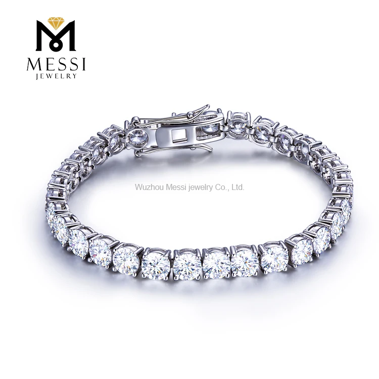 

Messi Gems Blingbling Sterling Silver Tennis Bracelet White Gold Plated Designer Charm Bracelet