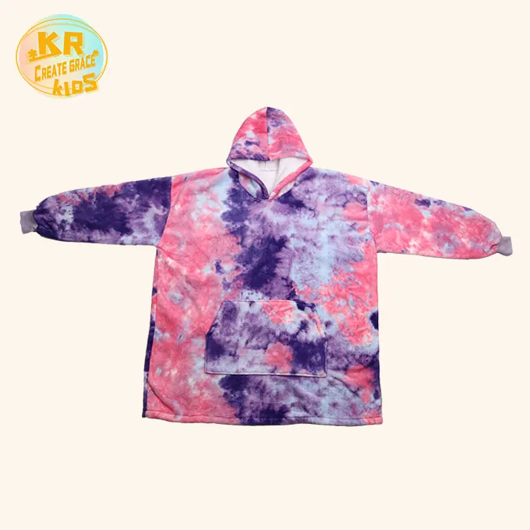 

New design longsleeve tie dye print kids hoodie girls comfortable Plus size hoodies set for kids for Winter