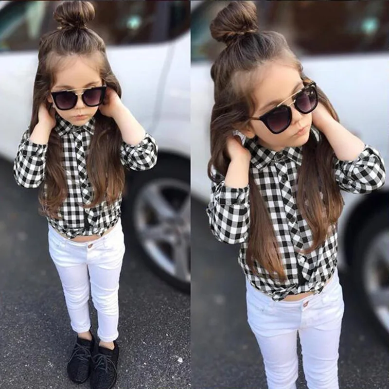 

Girls Clothes Sets Tops and Pants 2 Pieces Stripes Ribbon Short Sling Fashion Hole Pants Kids Clothing Children's Suits