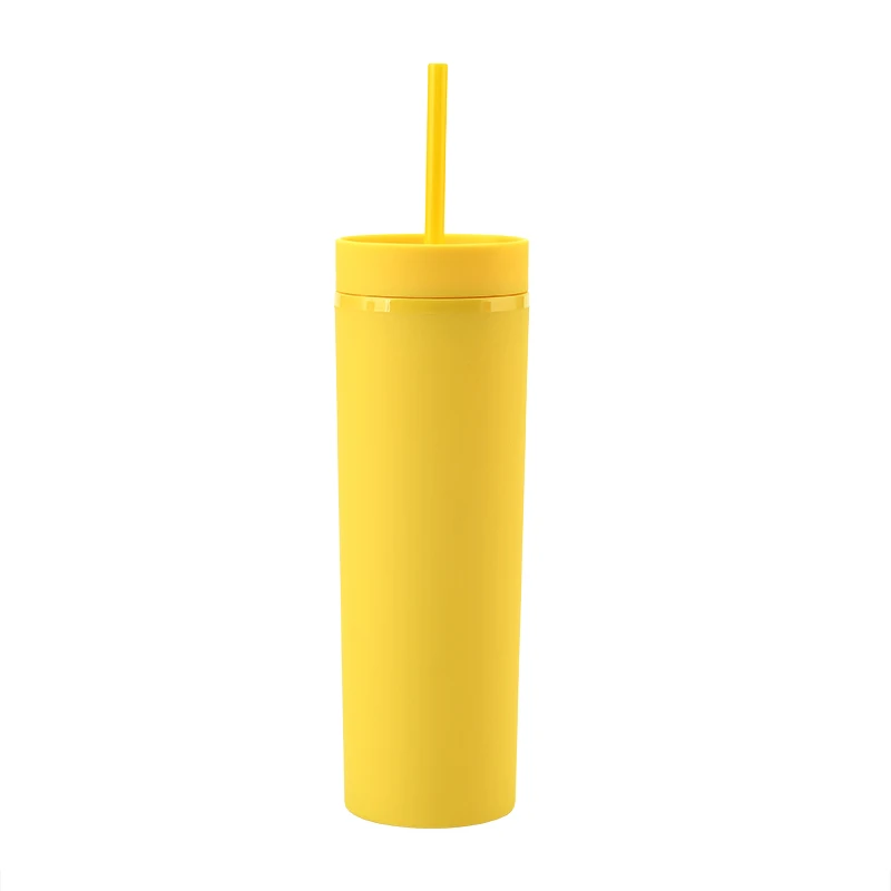 

New Simple 16oz Matte Tumbler With Straw BPA Free Wholesale Reusable Double Wall Acrylic Tumbler Cup With A Straw, Customized