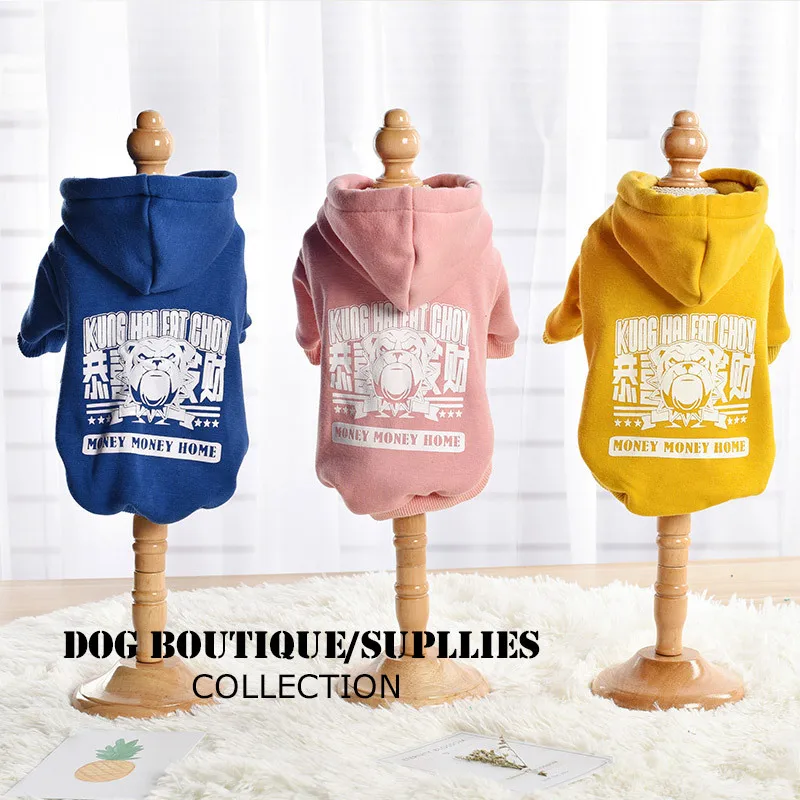 

New Autumn And Winter Warm Pet Clothes For Dogs And Cats Hooded Sweater Two-legged Clothes, Picture showed