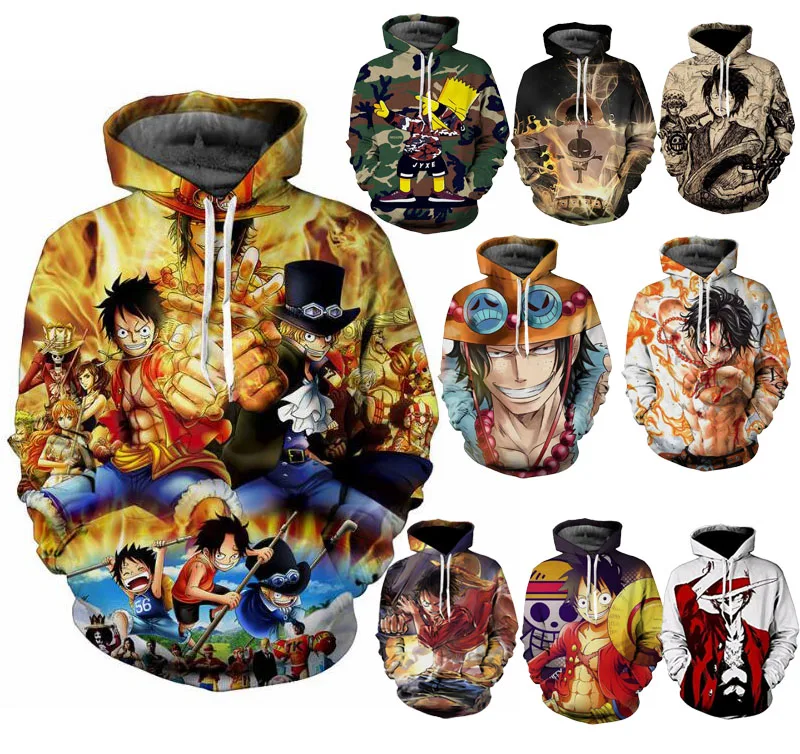 

Custom Unisex Anime One Piece 3D Hoodies Harajuku Cartoon Pullover Sweatshirt Pocket Blouse Tops mens hoodies sweatshirts