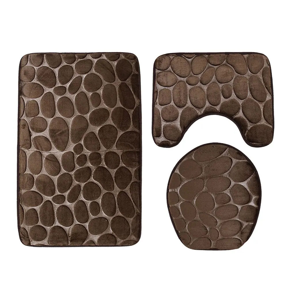 

Carpet floor mat toilet three-piece 3D stone bathroom floor mat