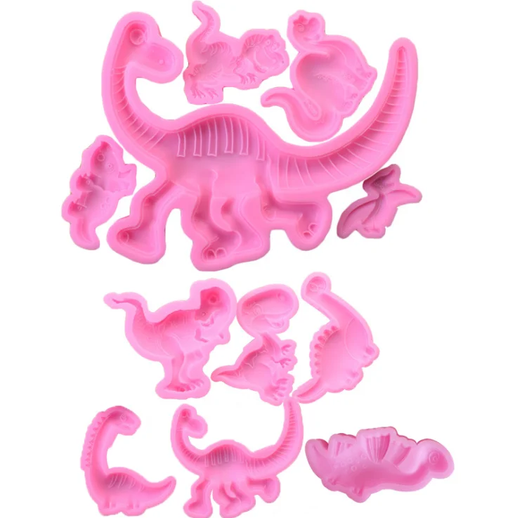 

S245 Dinosaur animal family silicone mold, 3D cake decoration mold, DIY car air outlet ornament silicone mold, Random